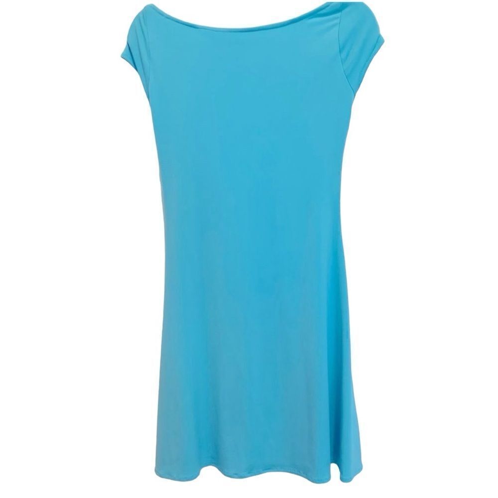 Women's Bright Turquoise Boatneck Mini Dress